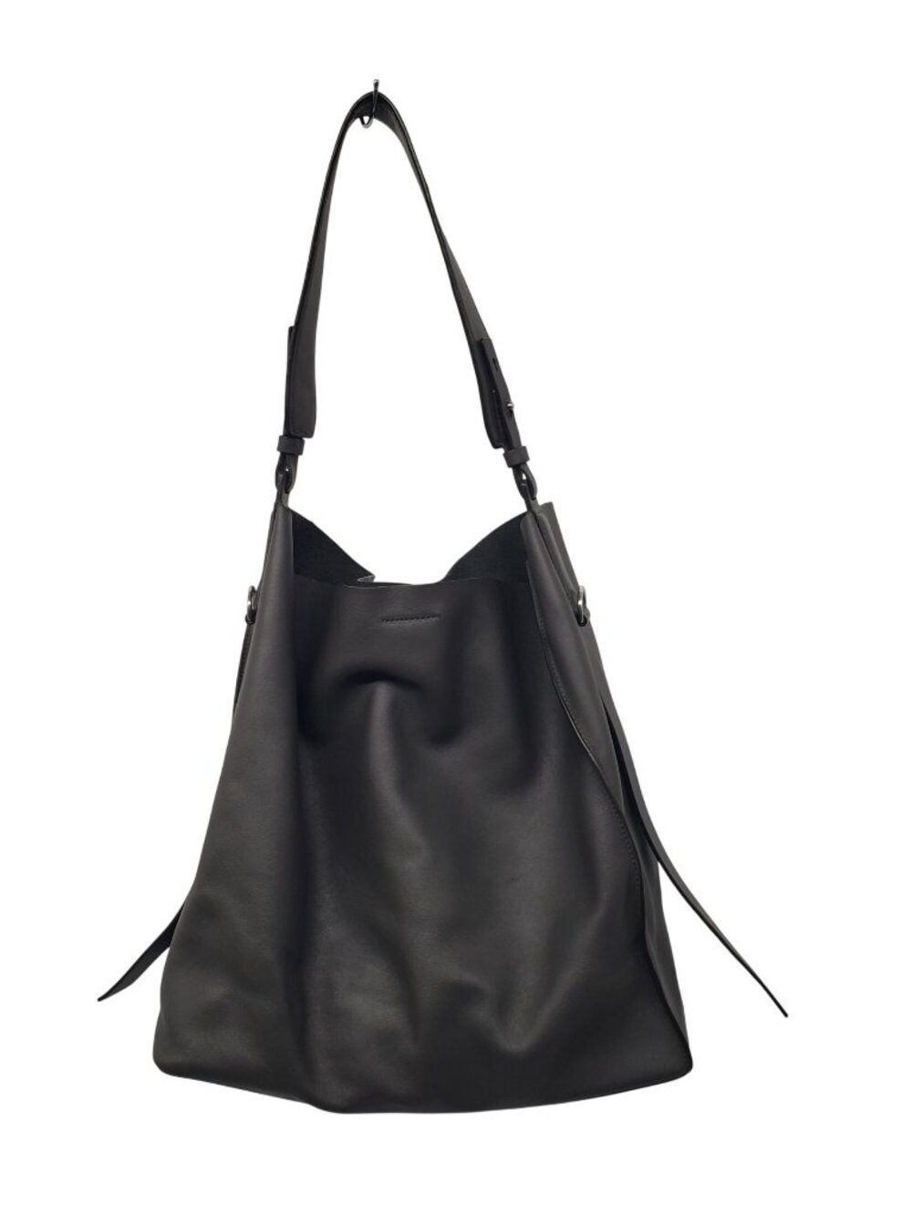 All Saints Paradise North South Gray Leather Tote Bag Slouchy Cool Minimalist
